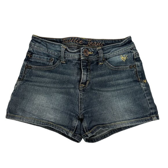 Justice Girls Premium Denim Jean Shorts 12R Medium Wash Classic Fit - Picture 1 of 6